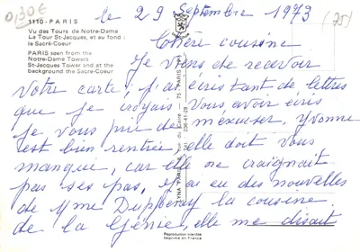 Vue des Tours de Notre-Dame — au fond : le Sacré-Cœur — éditeur LYNÁ — पीछे
