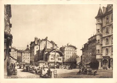 Place Saint-Gervais — ancienne place Saint-Gervais à Genève — Henri Silvestre (1842-1900) — Impr. Rotogravure S.A., Genève