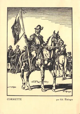 Cornette — cavalier portant un drapeau — par Ed. Elzingre, édité par la Compagnie de 1602, n° 20
