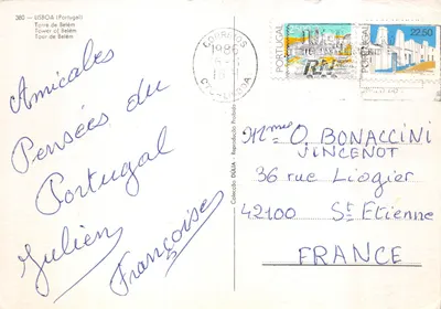 Tour de Belém — vue avec le pont 25 de Abril en arrière-plan — éditeur LISBOA (Portugal) n° 380 — पीछे