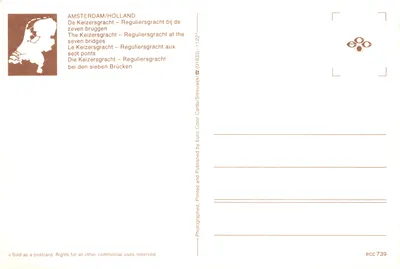 Amsterdam/Hollande — La Reguliersgracht aux sept ponts — éditeur Euro Color Cards, n° ecc 739 — पीछे