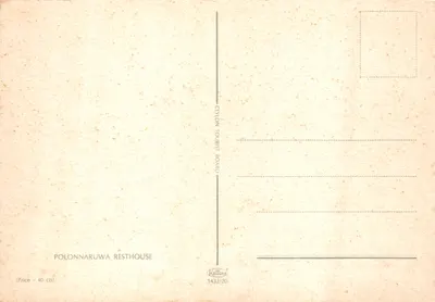 Polonnaruwa Resthouse — maison sur pilotis au bord d'un lac, éditeur Ceylon Tourist Board, n° 1432/20 — पीछे