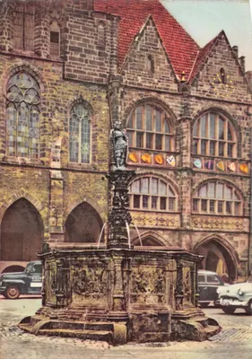 Hildesheim — Fontaine du Roland devant l'Hôtel de Ville — Werner Kempel, Graphische Anstalt (206)
