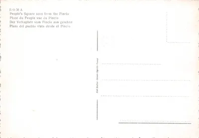 Roma - Piazza del Popolo vista dal Pincio — vue panoramique avec obélisque central et dôme de Saint-Pierre en arrière-plan, éditeur Stab Grafica Capitolina — पीछे