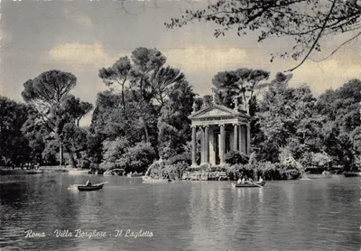 Roma - Villa Borghese - Il Laghetto — Temple sur l'eau, éditeur 'Français Cartes Postales - Milano'