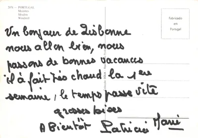Moulin à vent — Les Moinhos de Lisboa — éditeur DÚLIA, n° 2076 — पीछे