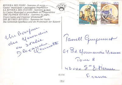 Sanremo — La Riviera des Fleurs et le Casino Municipal — éditeur PARIGI — पीछे
