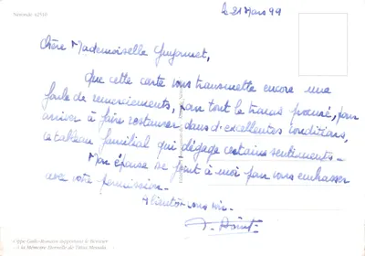 Cippé Gallo-Romain supportant le Bénitier — à la Mémoire Eternelle de Titius Messala — Édité par l'Association des Amis de Néronde — पीछे