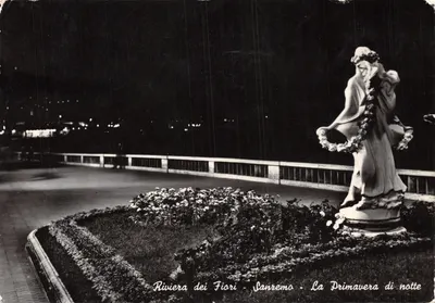 Riviera dei Fiori - Sanremo - La Primavera di notte — statue de femme couronnée, éditeur Ediz. La Ponente