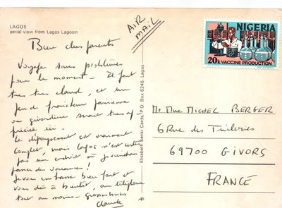 Lagos — vue aérienne depuis le Lagoon — éditeur Elisabeth Seriki Cards, n° 6246 — पीछे