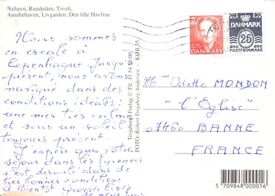 Copenhague — Nyhavn, Tivoli, Amalienhaven, La Petite Sirène, Garde Royale, Fontaine, Tour de l'Église — éditeur Trojaborg Forlag — पीछे