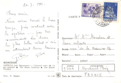 Săpînta — Cimetière des Morts Joyeux — Éditeur I.P. ARTA GRAFICĂ — पीछे