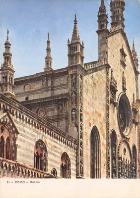 Como - Duomo — façade gothique ornée de statues et rosace, éditeur '21 - COMO - Duomo'