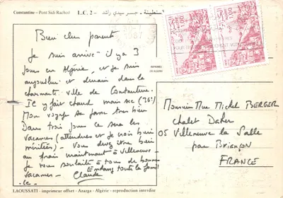 Constantine - Pont Sidi Rachid — vue panoramique avec éditeur LAOUSSATI imprimé sur le verso — पीछे