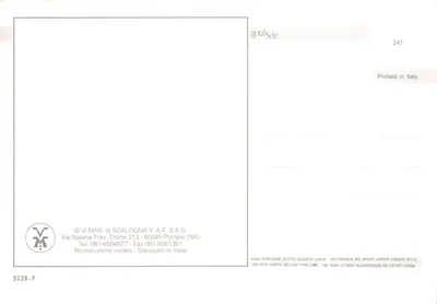 Pompei — panoramic view of the ruins, the theater, and Mount Vesuvius — publisher VI.MAR. di SCALOGNA V. & F. S.A.S — Back