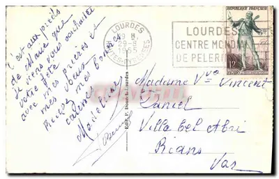 Lourdes — Souvenir de Sᵗ Bernadette Soubirous — éditeur P. Doucet Lourdes, n°7 — Reverso