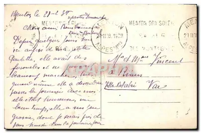 Antieke ansichtkaart Grimaldi Ventimiglia Frontiera italo-frans — Achterkant