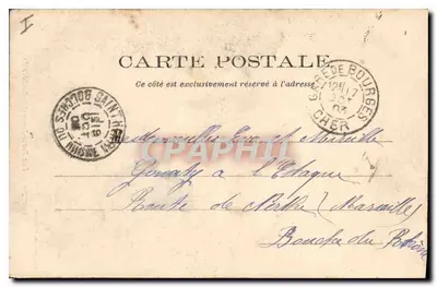 Bourges — Rue Porte-Jaune i katedra — Imp. Lautrec — Rewers