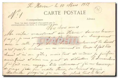 Le Havre — Place Gambetta — Cartolina d'epoca n°7 — Verso