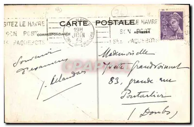 Le Havre. The Cliff, towards the Lighthouses — publisher G. M. Le Havre, no. 73 — Back
