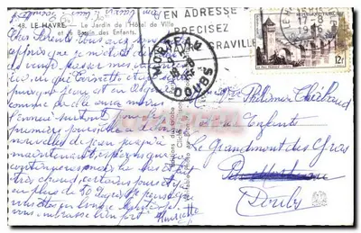 Le Havre — Ogród Urzędu Miasta i Basen Dzieci — Wydawnictwo Clichés du Globe — Rewers