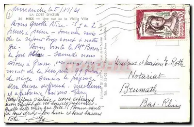 Rua da Velha Cidade — Nice — Edição GILLET A — Verso