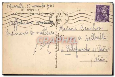La Corniche w Marsylu — L'Anse du Prophète — Wydawnictwo Mireille — Rewers