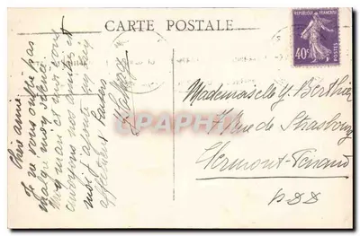 Marseille - Palac Longchamp — widok panoramiczny z fontanną centralną — wydawca nieznany — Rewers
