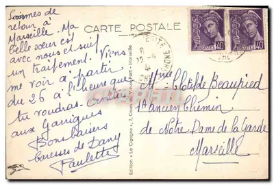 Marseille — Les Jardins de la Bourse et la nouvelle Poste — Édition « Le Vieux-Port » — Rewers