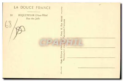 Vista de um passagem coberta em Riquewihr — Alto Reno — Edições de Arte 'La Douce France' — Verso