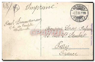 Mülhausen l. Els. — Widok z lotu ptaka miasta z katedrą — Wydawca z Mülhausen — Rewers