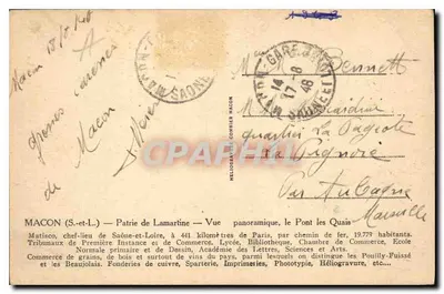Macon (S.-et-L.) — Ojczyzna Lamartine — Widok panoramiczny, most nad brzegami — Rewers