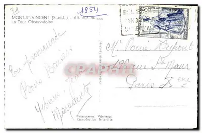 Mont-Saint-Vincent — Torre de observação — Fotografia Macon (S.-et-L.) — Verso