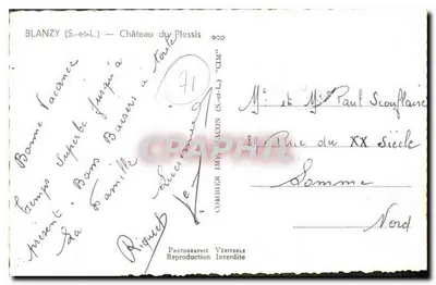 Blanzy (S.-et-L.) — Zamek Plessis — Combier, drukarz — Rewers