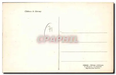 Zamek Mornay — widok ogrodu i wieży — Wydawnictwo Artystyczne Berpaxin - La Racholle, nr 13589 — Rewers