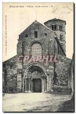 Anzy-le-Duc - L'Église : façade couchant - L. Francguy, Marcigny, du Rionnais