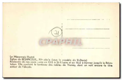 Kerk van Besanceuil — 19e eeuw — Uitgever Le Maconnais Illustré, n°71 — Achterkant