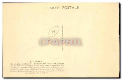 Zamek w Leynes — Historia pożaru w 1471 — Wydawca: Chalon-sur-Saône, n°7 — Rewers