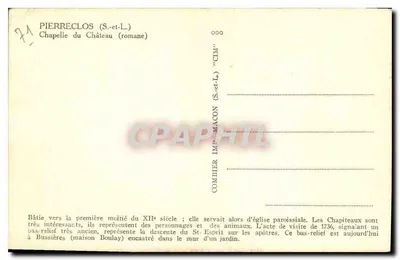 Pierreclos (S.-et-L.) — Kaplica zamkowa (rzymsko-kolombijńska) — Combière Imp. Macon — Rewers