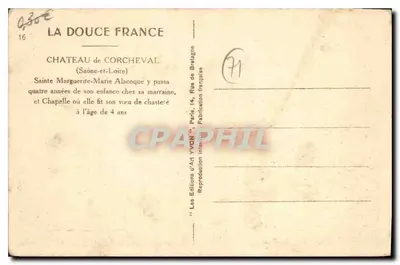 Zamek Corcheval — Święta Marguerita-Maria Alacoque — Éditions d'Art Yvon — Rewers