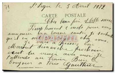 St-LÉGER-sous-la-BUSSIÈRE — Brosserie i Ruiny Zamek Feudalny — E. T. Cluay — Rewers