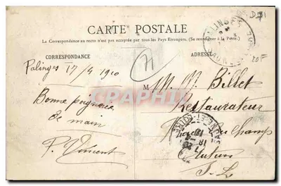 Castelo de Digoins — Palinges (Ain) — editor desconhecido, n° 2200 — Verso