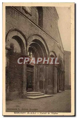 Marcigny (S.-et-L.) — Portal da Igreja — Impressora L. Bérard, Marcignuy