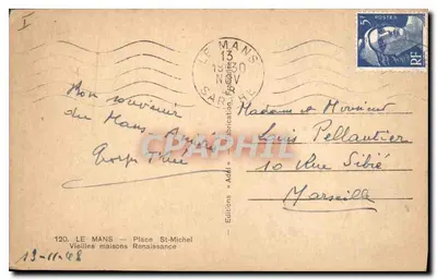 Stare domy renesansowe — Le Mans — Wydawnictwo « Adé » — Rewers