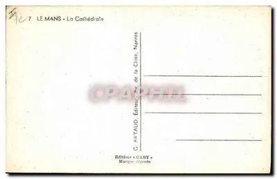 Le Mans — Katedra — widok na fasadę i dzwonnice — wydawca Gaby, n°7 — Rewers