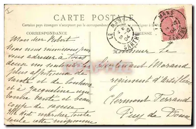 Stara pocztówka Le Mans — Punkt na Huisne, Avenue de Pontlieue — Rewers