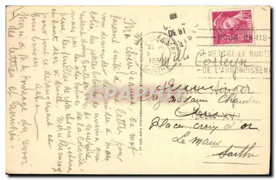 Le Mans — Pomnik W. Wright (Landowski, rzeźbiarz) i Abbadia Katedralna — Graphil — Rewers