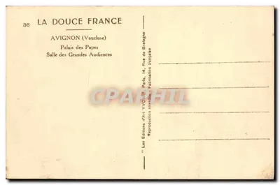 Awinion — Pałac Papieski, Sala Wielkich Sędziów — Les Éditions d'Art VVaouagne — Rewers