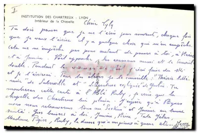 Interior da capela — Instituição dos Cartuxos — Lyon — Verso