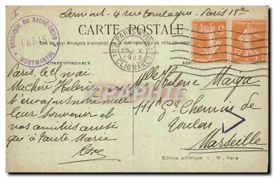 Basilika des Heiligen Herzens und der Glockenturm — Paris (18. Arrondissement) — C.M. Nr. 257 — Rückseite